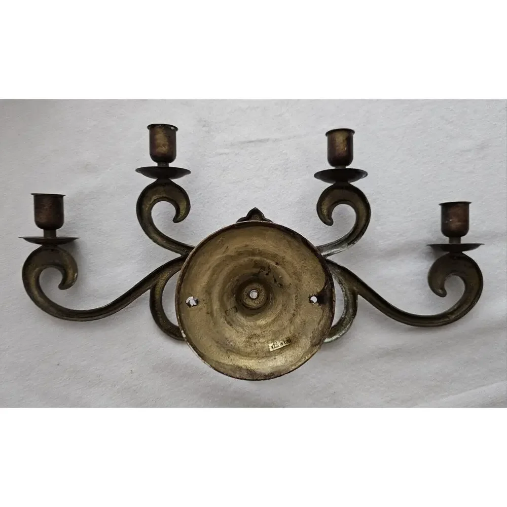 Brass Wall Sconce Candle Holder 4 Arm Vintage Antique 18 X 10